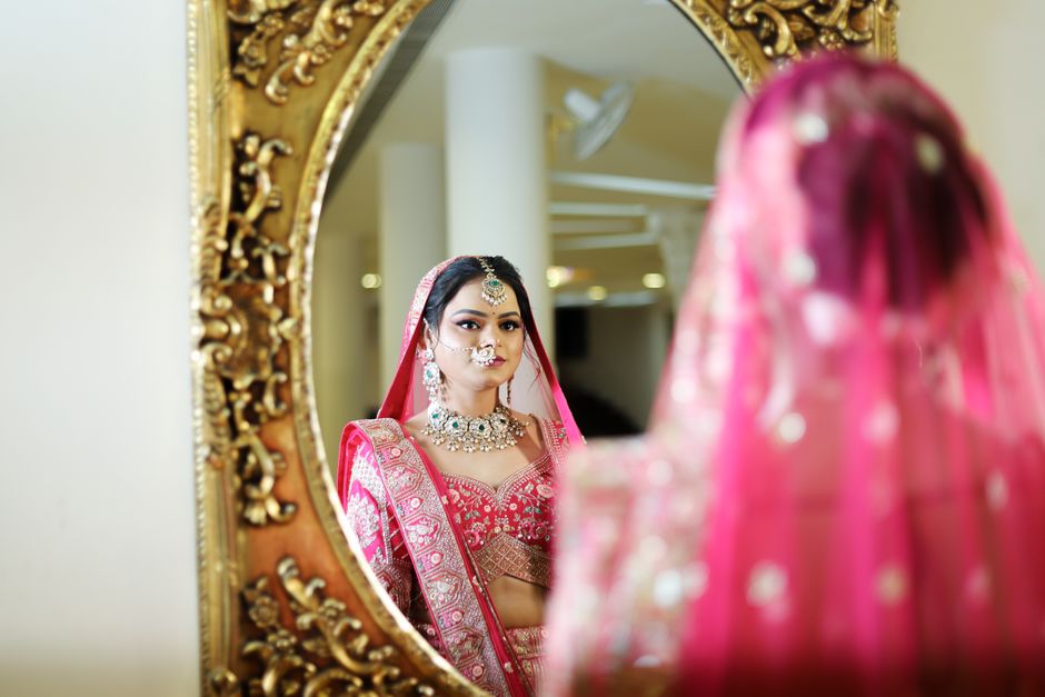 Bride getting ready for the wedding ceremony